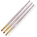 SILPECWEE 3 Pcs Oval Nail Brush Set - Rose Gold, Acrylic Nail Art Brushes Manicure Painting Pen Design Tool Professional Remover Polish Nail Clean Up
