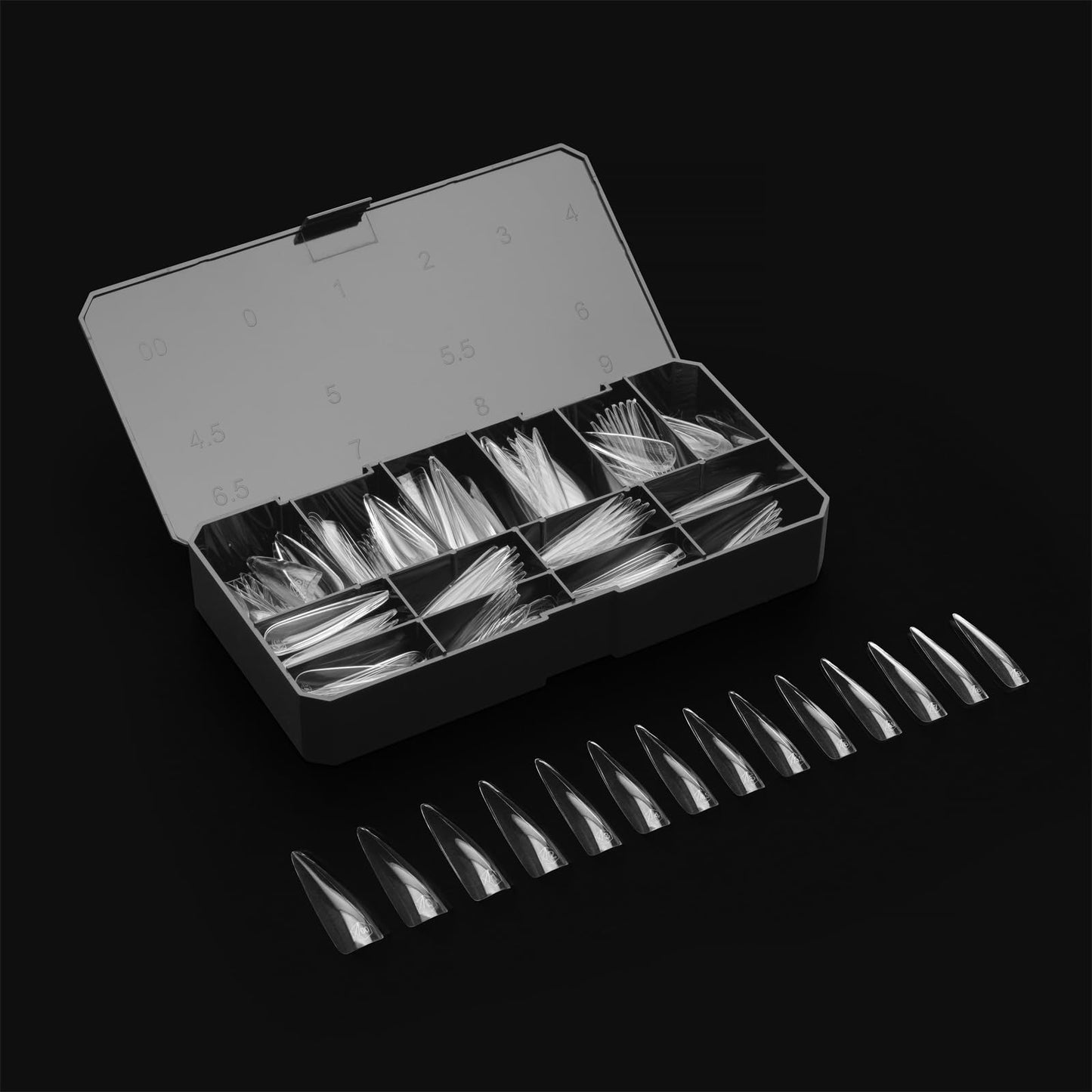 Apres Gel-X Sculpted Box of Nail Tips, 14 Sizes 00-9, Soft Gel Tip Box (210pcs) (Sculpted Stiletto Extra Extra Long, 210) Beauty & Personal Care APRÉS