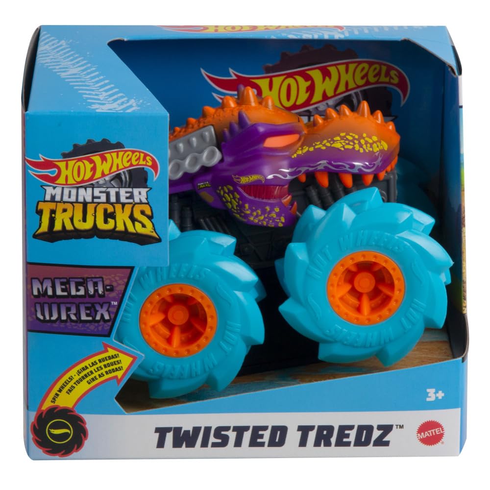 Hot Wheels Monster Trucks Twisted Tredz Vehicles, Creature-Themed 1:43 Scale Toy Truck with Pull-Back Motor & Giant Wheels, Gift for Kids Ages 3…