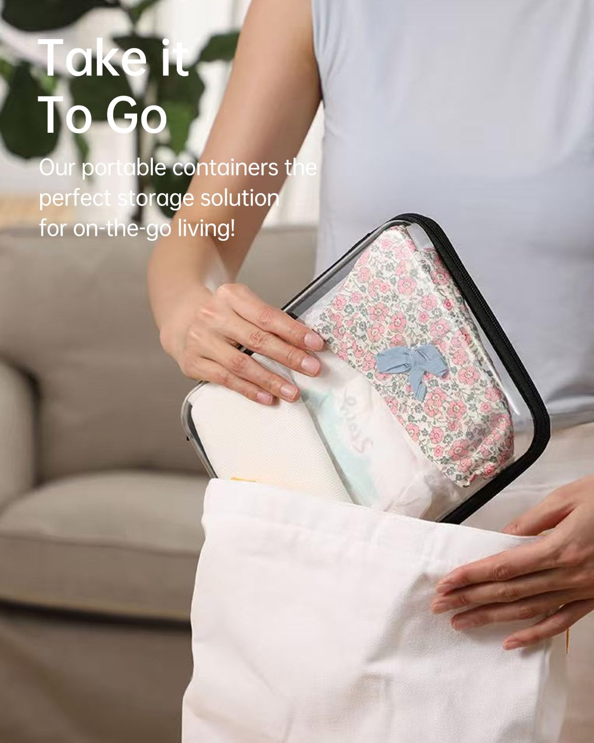 3 Pack Large Clear Hard Shell Zipper Case, Sleek Storage Case for Toy, Toiletry. Sturdy Organizing Bins For Journey Stuff, Christmas Storage Bins.