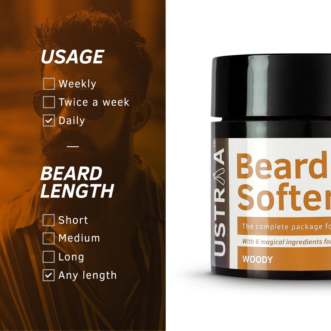 USTRAA Beard Softener - 3.5 Oz - Softens and nourishes your beard without Sulphates or Parabens, Long lasting moisturization and shine Beauty and Personal Care Ustraa
