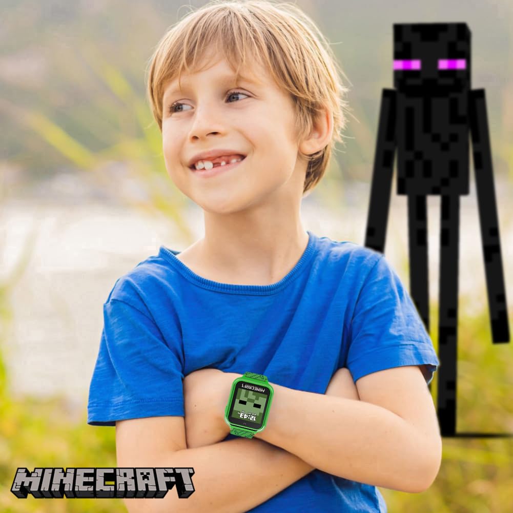 Minecraft Kids Smart Watch – Touchscreen with Camera, Video, Games, Alarm, Calculator, Pedometer & 10 Custom Clock Faces