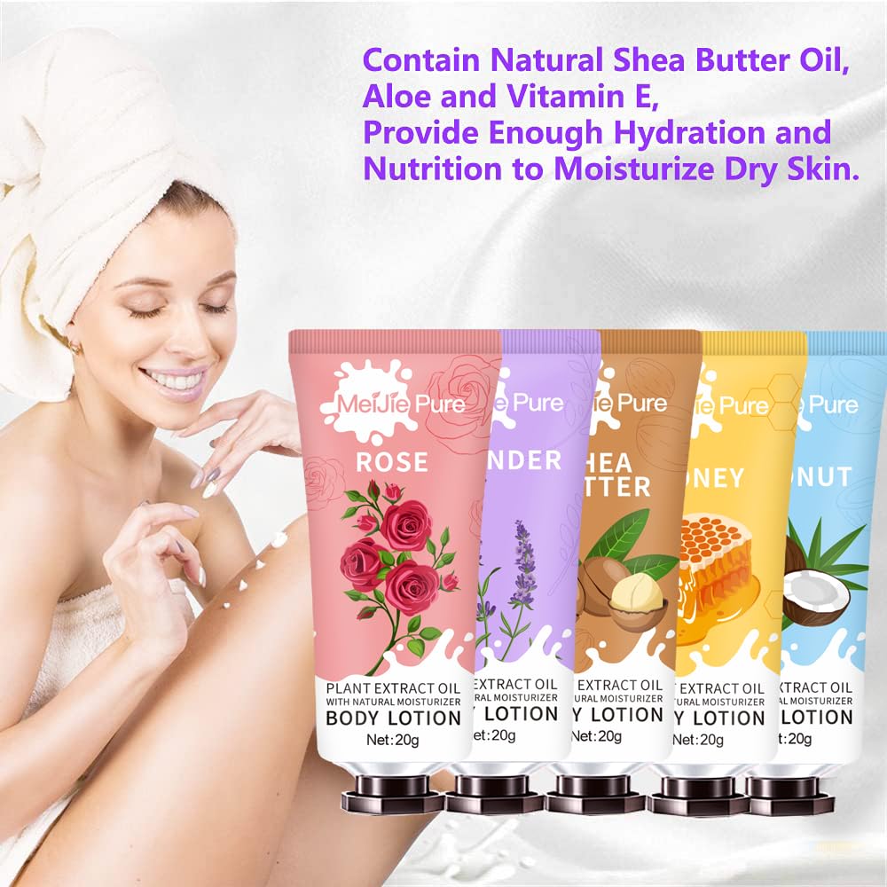 20 Pack Lotion for Women, Body Lotion for Dry Skin,Easter Basket Stuffers Girls,Gifts for Women,Teacher Gifts,Travel Size Lotion, Natural Fragrance