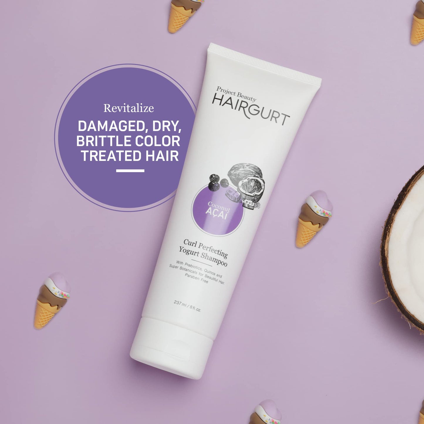 Hairgurt Coconut Acai Curl Perfecting Hair Set - Shampoo + Conditioner + Mask - Defines & Moisturizes Curly and Wavy Hair - Sulfate-Free, Natural