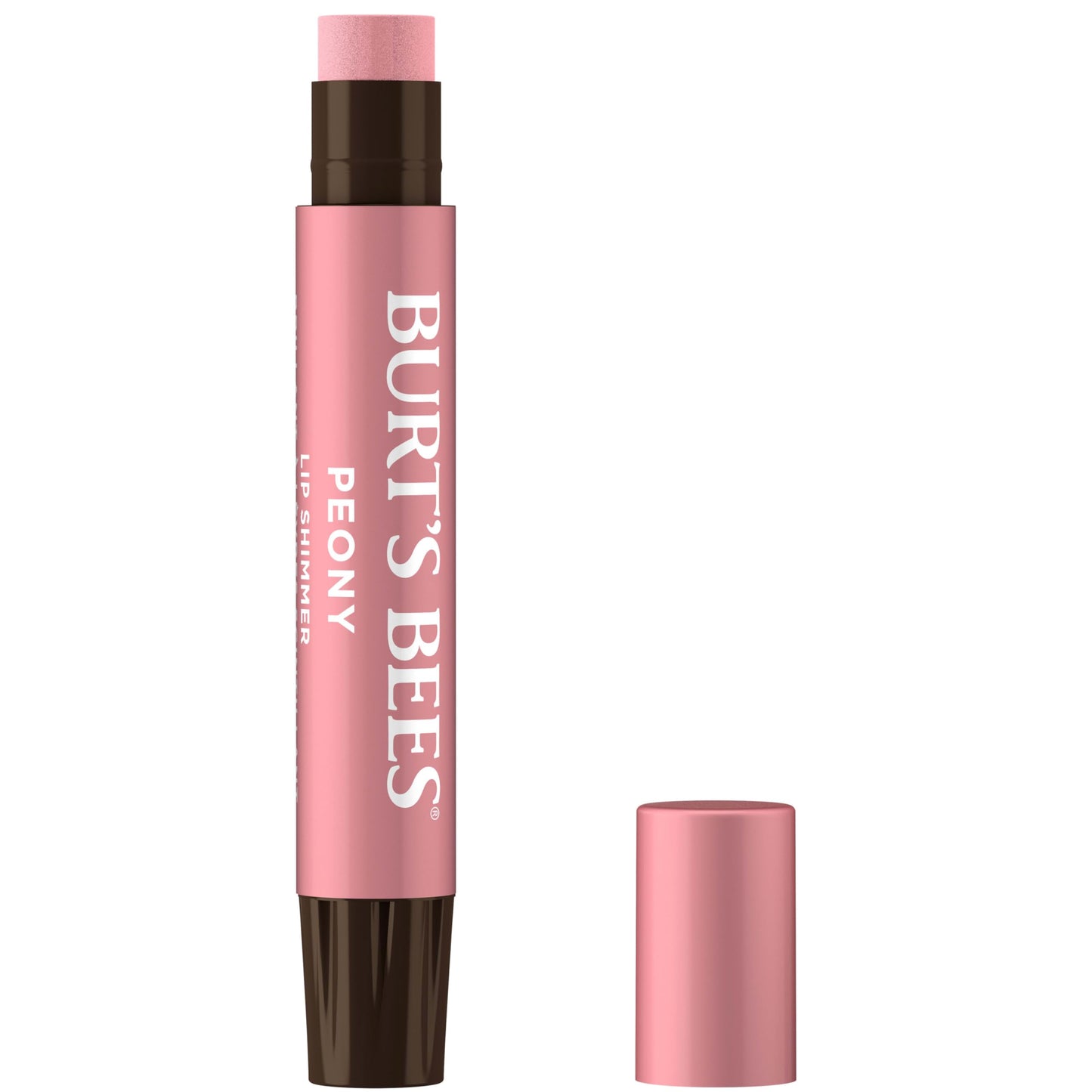 Burt's Bees Shimmer Lip Tint, Tinted Lip Balm Stick, Moisturizing for All Day Hydration with Natural Glowy Pigmented Finish & Buildable Color, Peony