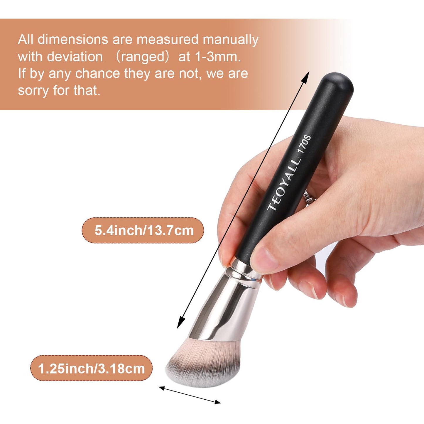 TEOYALL Flat Top Concealer Blush Brush, Synthetic Kabuki Brush for Blending Setting Buffing with Liquid, Cream and Powder Cosmetic (Flat Top Brush) Beauty and Personal Care TEOYALL