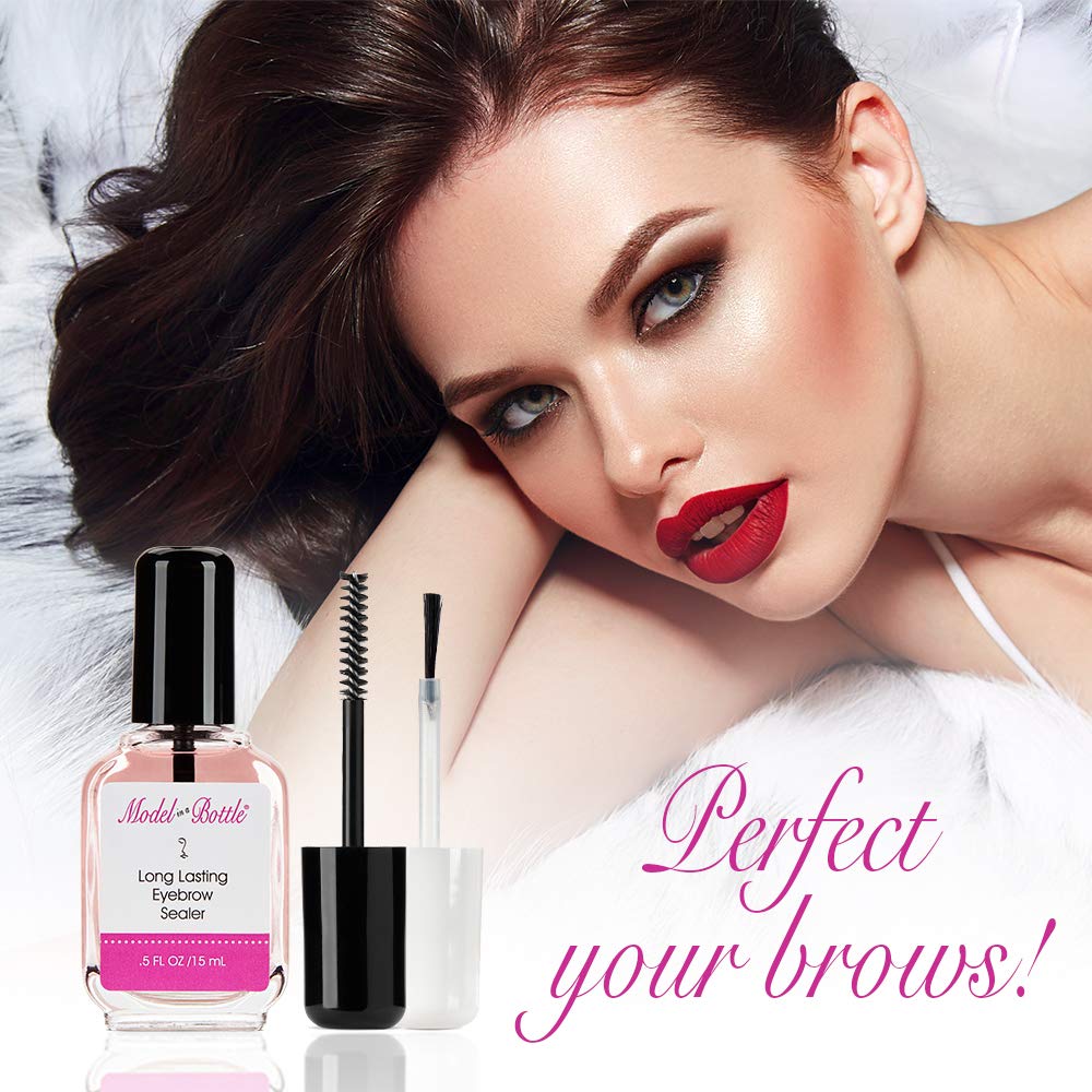 Model in a Bottle Eyebrow Sealer with Mascara & Brush Applicator - Waterproof, Smudge-Proof, Long-Lasting Eyebrow Gel Topcoat for Flawless All-Day
