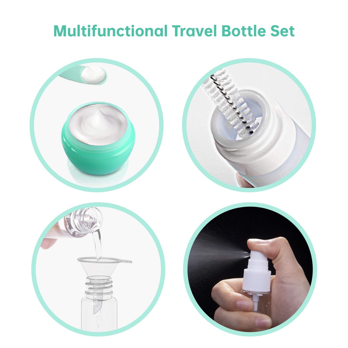 Benbilry 16 Pack Travel Bottles Set for Toiletries, TSA Approved Travel Size Leak Proof Containers, Silicone Squeezable Shampoo and Conditioner
