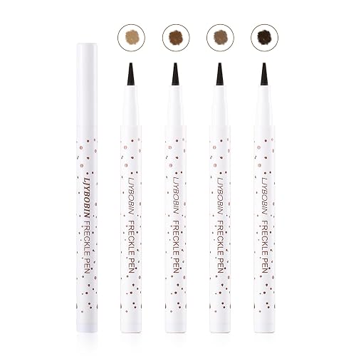 LJYBoBin Freckle Pen 4 Colors - Vivid Lifelike Freckle Makeup, Waterproof Long Lasting Quick Dry Soft Spot Pen - Light Brown, Coffee, Chestnut, Dark