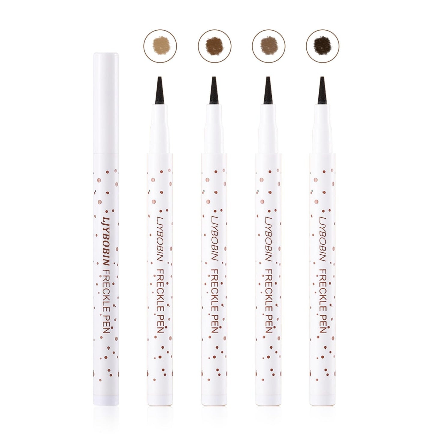 LJYBoBin Freckle Pen 4 Colors - Vivid Lifelike Freckle Makeup, Waterproof Long Lasting Quick Dry Soft Spot Pen - Light Brown, Coffee, Chestnut, Dark