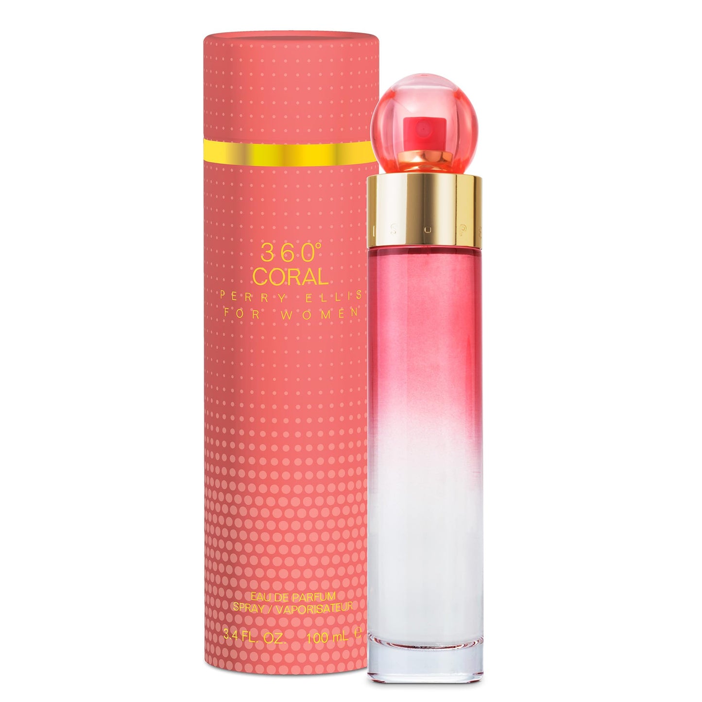 Perry Ellis 360° Coral Eau De Parfum Spray for Women - Perfume for Women, Floral & Fruity Fragrance, EDP, Designer Scent for Her, Long Lasting - 3.4