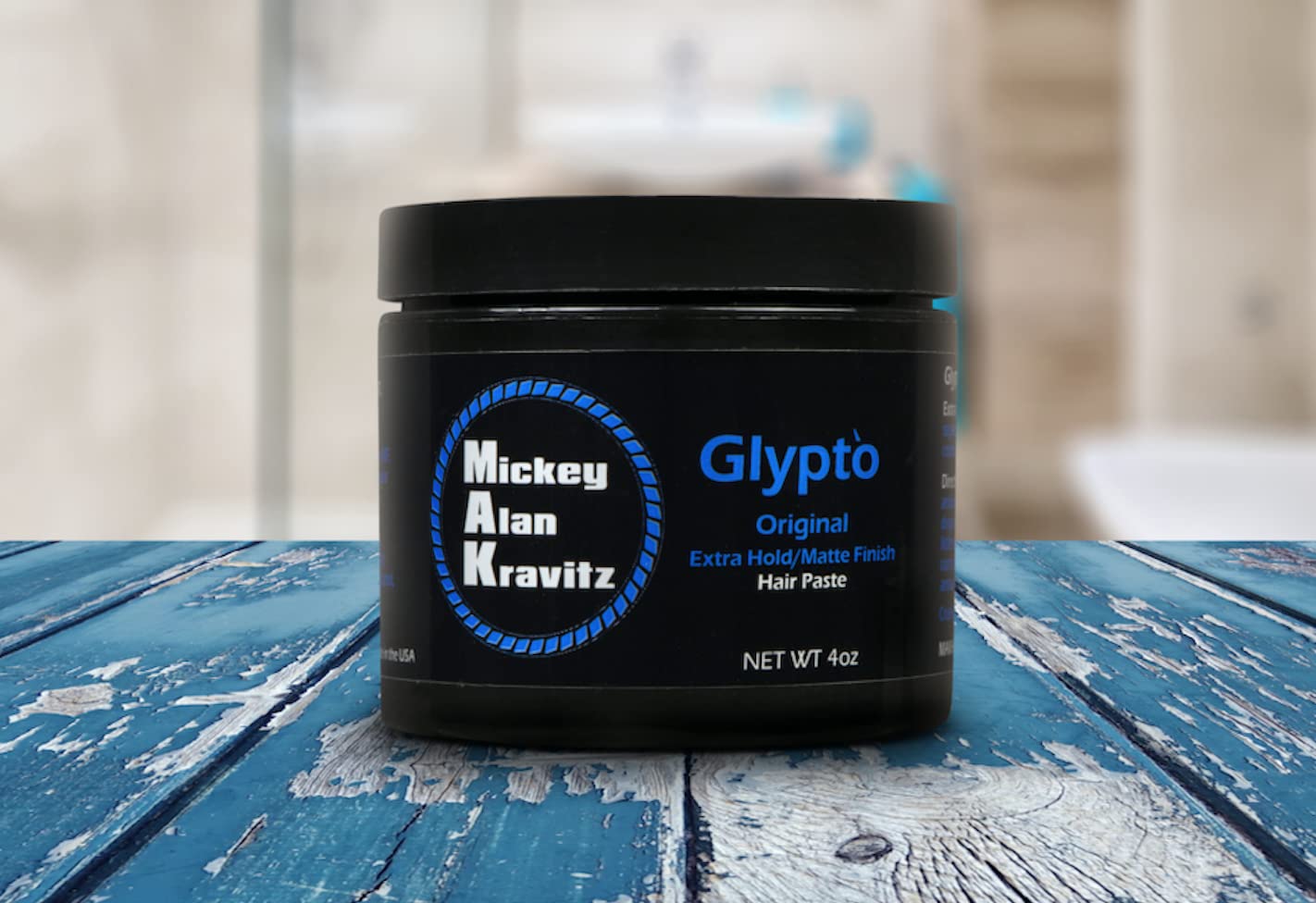 Mickey Alan Kravitz Glypto Blue (the original) concentrated extra hold sculpting hair paste, matte finish, water base, non comedogenic, won't clog