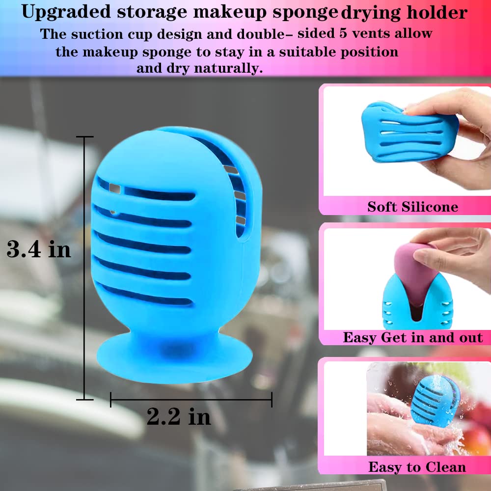 FA FIGHTART 4Pack Makeup Brush Sponge Holder Silicone Makeup Brush Storage Bag Case Organizer Box Beauty Blender Holders Travel