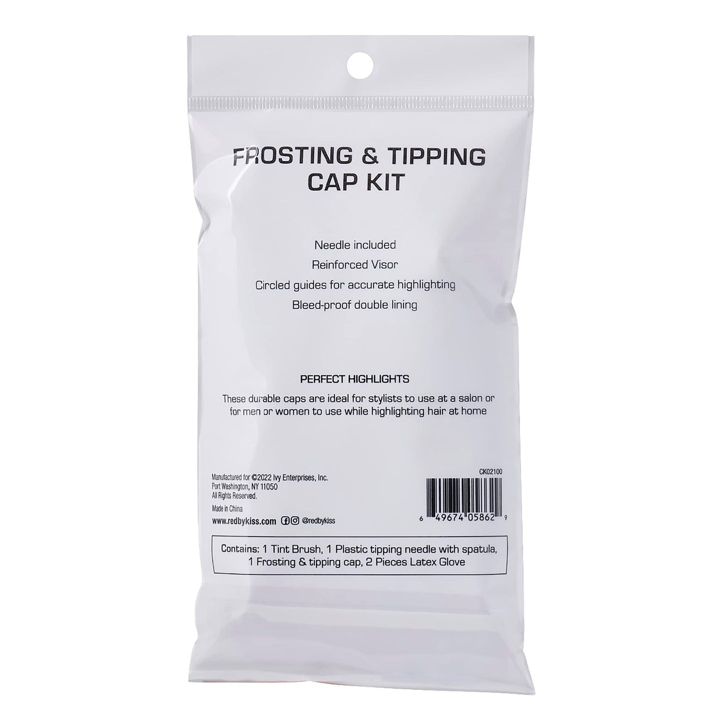 Red by Kiss Hair Dye Coloring and Highlighting Kit Frosting and Tipping Cap kit (5 Piece Kit)