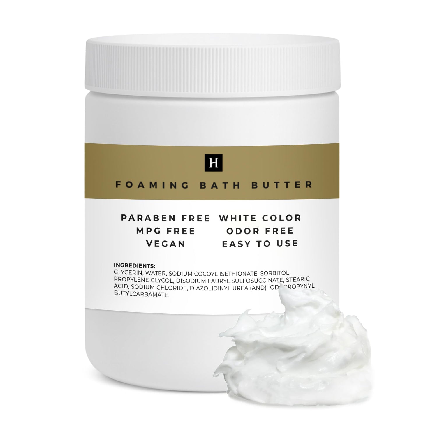 Foaming Bath Butter Base Whipped - Whipped Soap - 1lb Jar - HalalEveryDay - Vegan - 100% Pure Premium Quality Scrub Skin Body Shower Shave Wash Bath