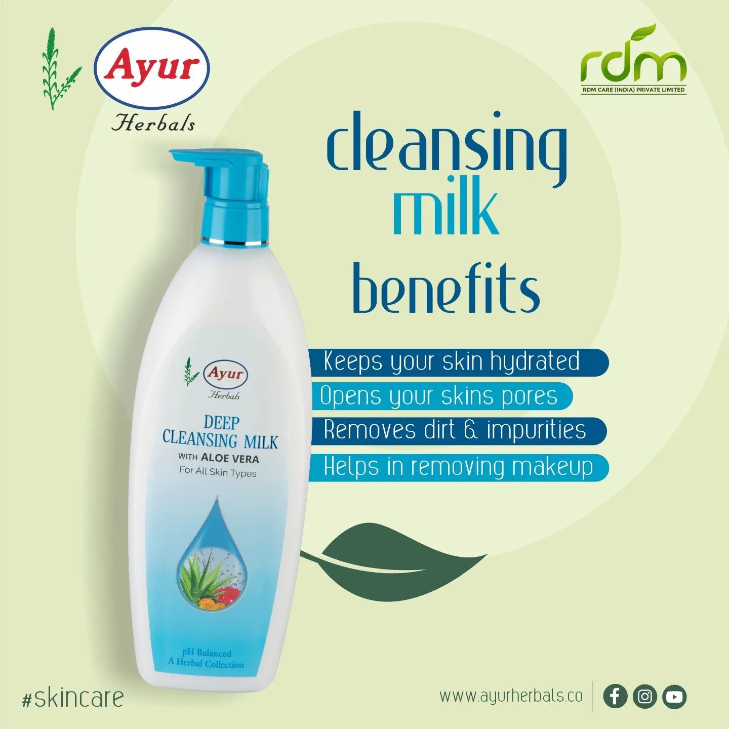Ayur Herbals Deep Pore Cleansing Milk, 500Ml