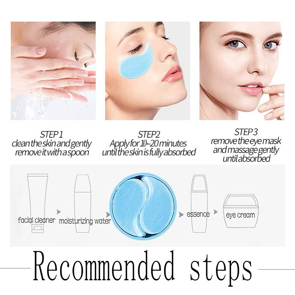 RABIOTA Under Eye Patches,30 pairs Hyaluronic Acid Anti-Aging Under Eye Mask, Collagen Under Eye Gel Pads for Dark Circles, Wrinkles, Fine Line
