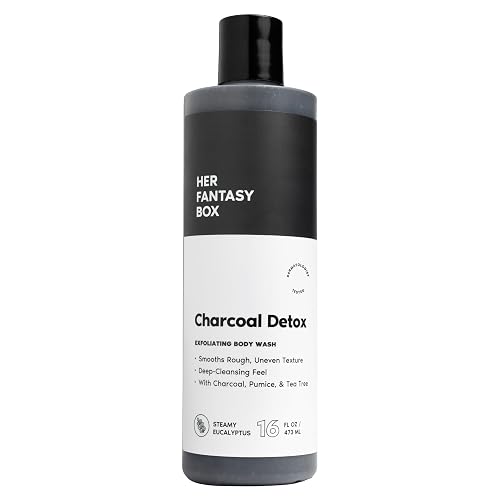 Her Fantasy Box | Charcoal Detox Exfoliating Body Wash - Activated Charcoal & Pumice Deep Cleanser with Tea Tree & Eucalyptus, Refreshing Exfoliation Beauty & Personal Care Her Fantasy Box