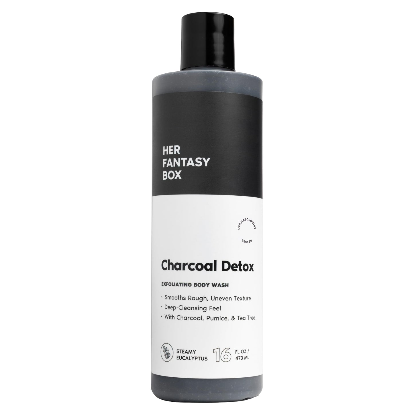 Her Fantasy Box | Charcoal Detox Exfoliating Body Wash - Activated Charcoal & Pumice Deep Cleanser with Tea Tree & Eucalyptus, Refreshing Exfoliation Beauty & Personal Care Her Fantasy Box
