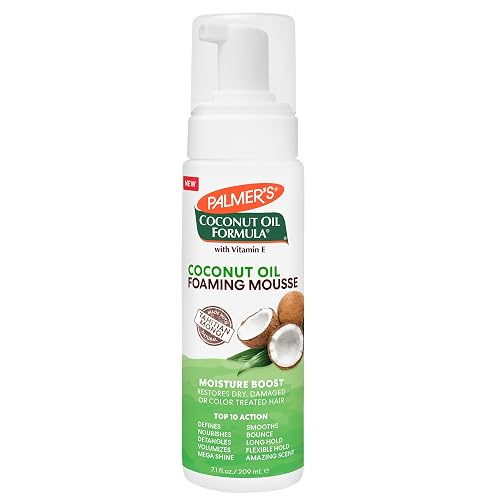 Palmer's Coconut Oil Formula Foaming Hair Mousse with Vitamin E (7.1 Fl Oz), Moisture Boost Styling Mousse for Curly, Wavy or Straight Hair, Defines