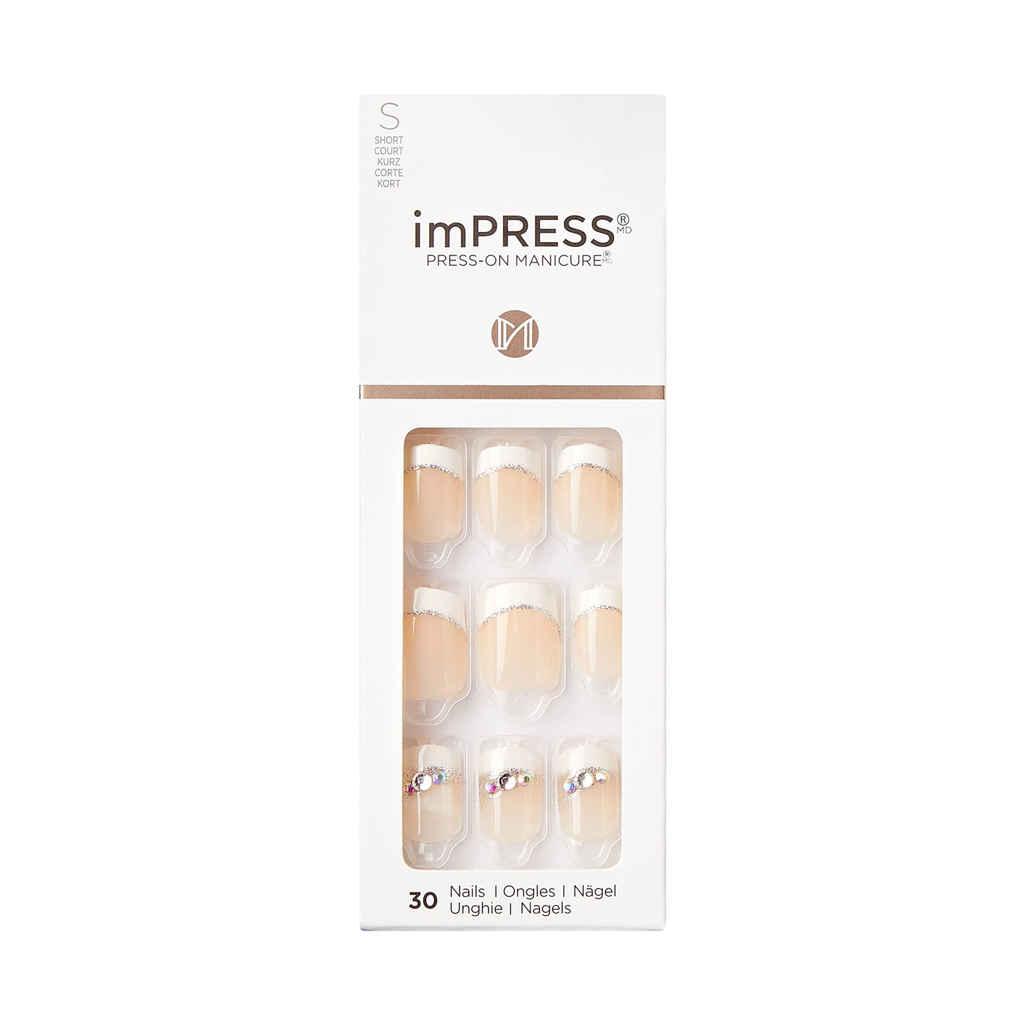 KISS imPRESS Press-On Manicure, Believe, Short Length Square, with PureFit Technology, Includes Prep Pad, Mini File, Cuticle Stick, and 30 Fake Nails Beauty & Personal Care KISS