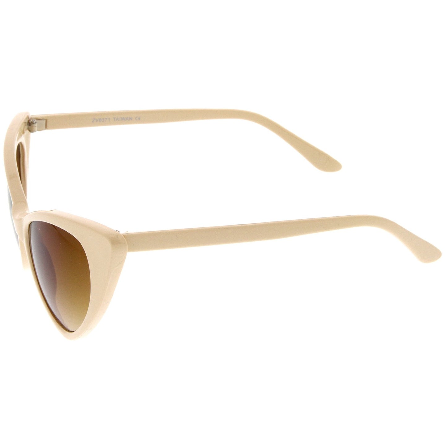 zeroUV - Women's Retro Oversized High Point Cat Eye Sunglasses 54mm (Creme/Amber)