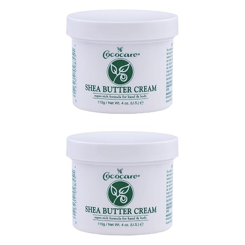 COCOCARE Shea Butter Cream, 4oz Jar - Super Rich Formula, Lightly Scented Body Moisturizer with Coconut Oil - Fast Absorbing Non-Greasy Care for Body