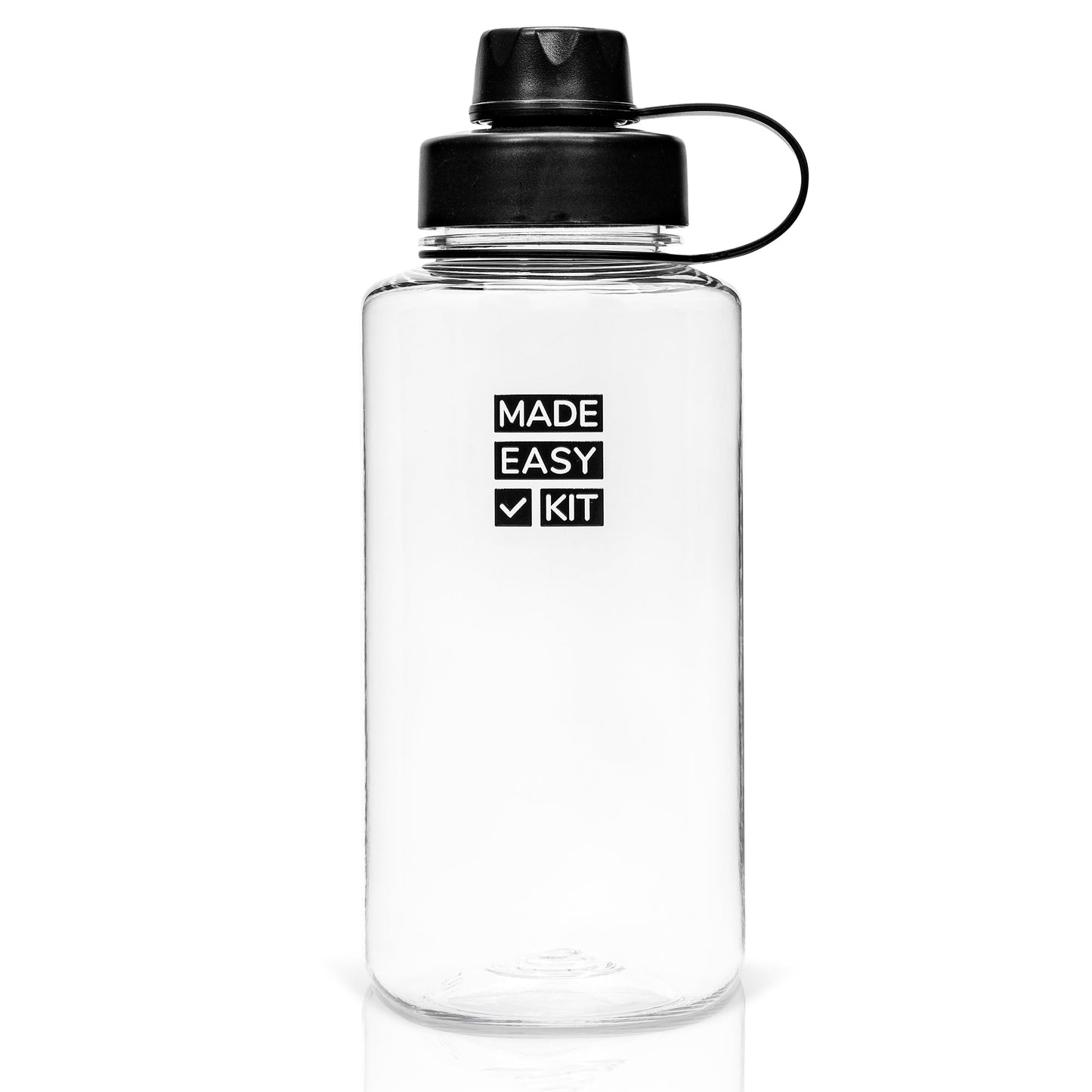 Made Easy Kit Tritan Plastic Water Bottle - Revolutionary Lid, Wide and Narrow Mouth Openings - BPA Free Water Bottle, Dishwasher Safe (Large (32oz)