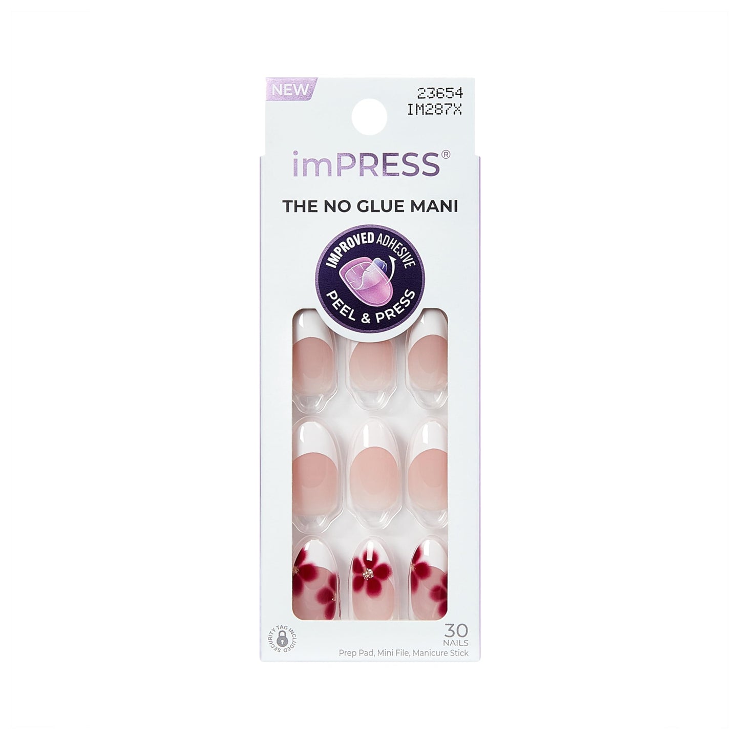 Kiss Impress No Glue Mani Press On Nails, Design, 'Hampton', Red, Medium Size, Almond Shape, Includes 30 Nails, Prep Pad, Instructions Sheet, 1 Beauty & Personal Care imPRESS