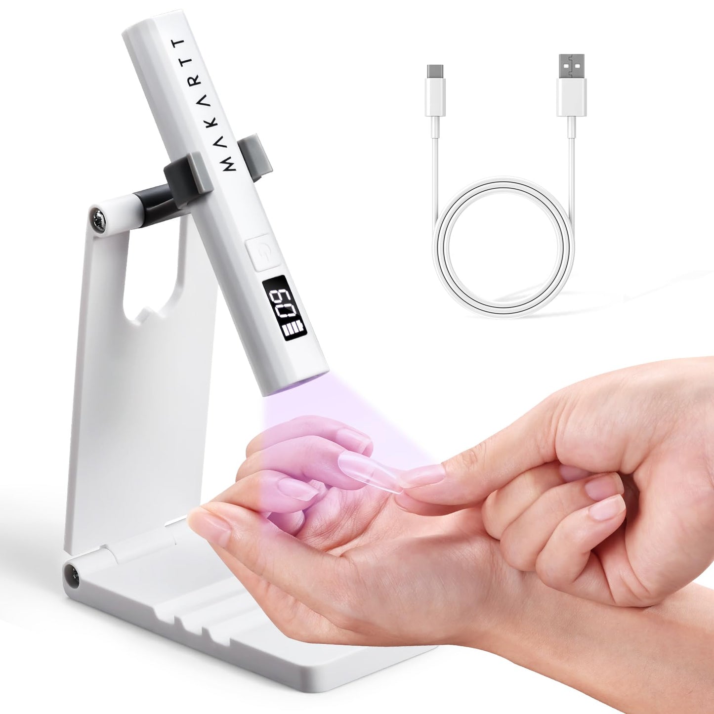 Makartt UV Nail Lamp with Stand - Handheld UV Light for Gel Nails for Nial Tips & Gel Polish, USB Rechargeable Fast Curing Flash Cure Lamp with LCD Beauty and Personal Care Makartt Default Title