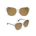 DIFF Disney Princess Belle Designer Square Sunglasses for Women UV400 Polarized Protection, Gold + Brown Gold Flash