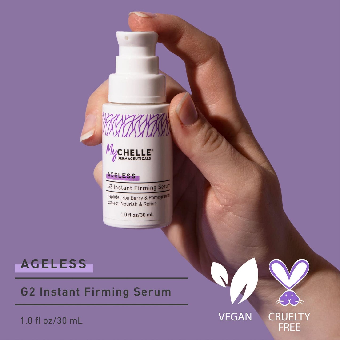 MyCHELLE Dermaceuticals G2 Instant Firming Serum, 1 Fl Oz - Skin Firming Serum with Peptide, Goji Berry & Pomegranate Extract to Nourish, Refine