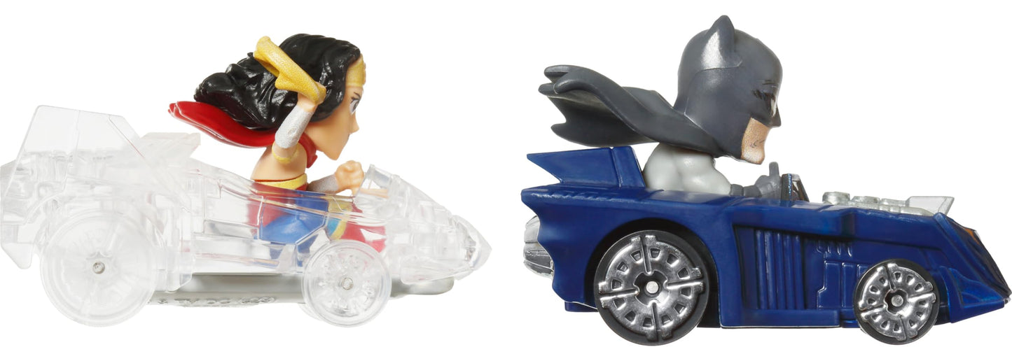 Hot Wheels Toy Cars, Set of 2 RacerVerse Die-Cast Vehicles with Character Drivers Optimized for Performance on RacerVerse Track (Styles May Vary)