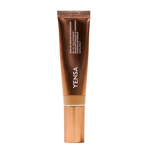 YENSA Skin on Skin BC Foundation Makeup - CC, BB Cream & Full Coverage Foundation-In-One - Buildable, Radiant Finish with SPF 40, Hyaluronic Acid