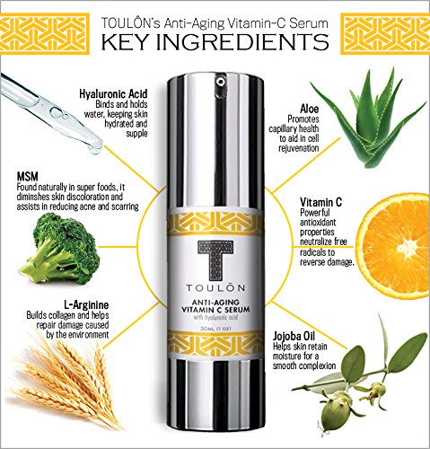 Vitamin C Serum with Hyaluronic Acid for Face; Potent Anti Aging, Anti Wrinkle Facial Serum to Reduce Wrinkles; Natural & Organic for Men and Women