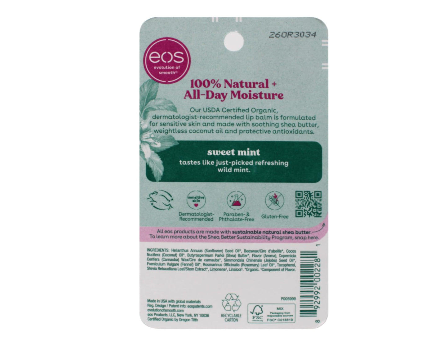 eos Smooth Lip Balm Sphere, Sweet Mint 0.25 oz (Pack of 4)