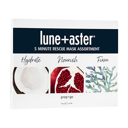 Lune+Aster 5 Minute Rescue Mask Assortment Trio | 3 Sheet Mask Set - Hydrate, Firm, And Nourish