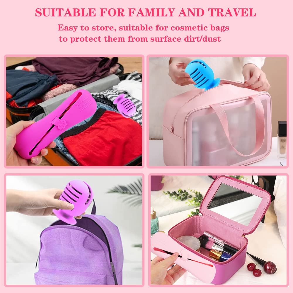 FA FIGHTART 4Pack Makeup Brush Sponge Holder Silicone Makeup Brush Storage Bag Case Organizer Box Beauty Blender Holders Travel