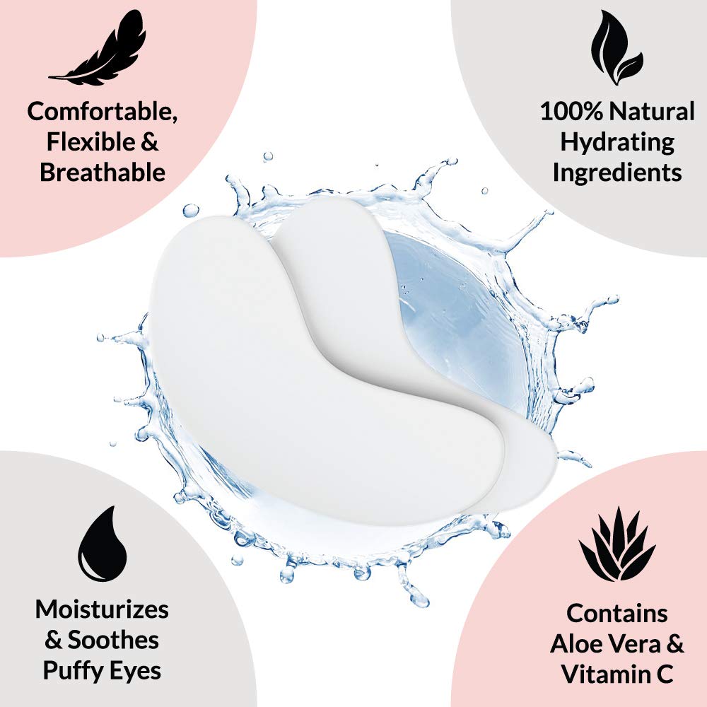 100 Pairs Under Eye Pads for Lash Extensions - Lint Free Hydrogel Eye Patches with Vitamin C & Moisturizing Aloe Vera for Eyelash Extension & Lash