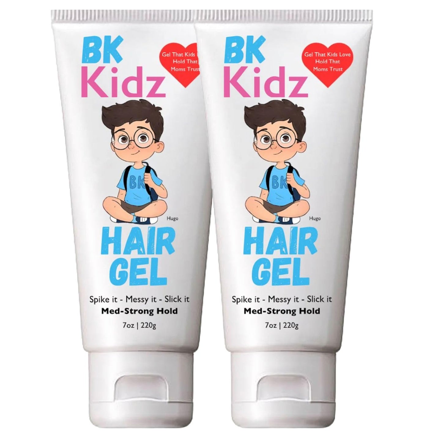 BK Kidz Hair Gel - 7oz x 2: Double Pack of Gentle Hair Styling Gel for Kids - Spike It - Messy It - Slick It