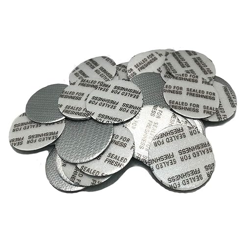 PKnGO Pressure Sensitive Foil Seal 24 mm (25 PCS) - PS Safety Seals for Freshness and Leak Prevention - Made in USA for Food Medicine and Cosmetic