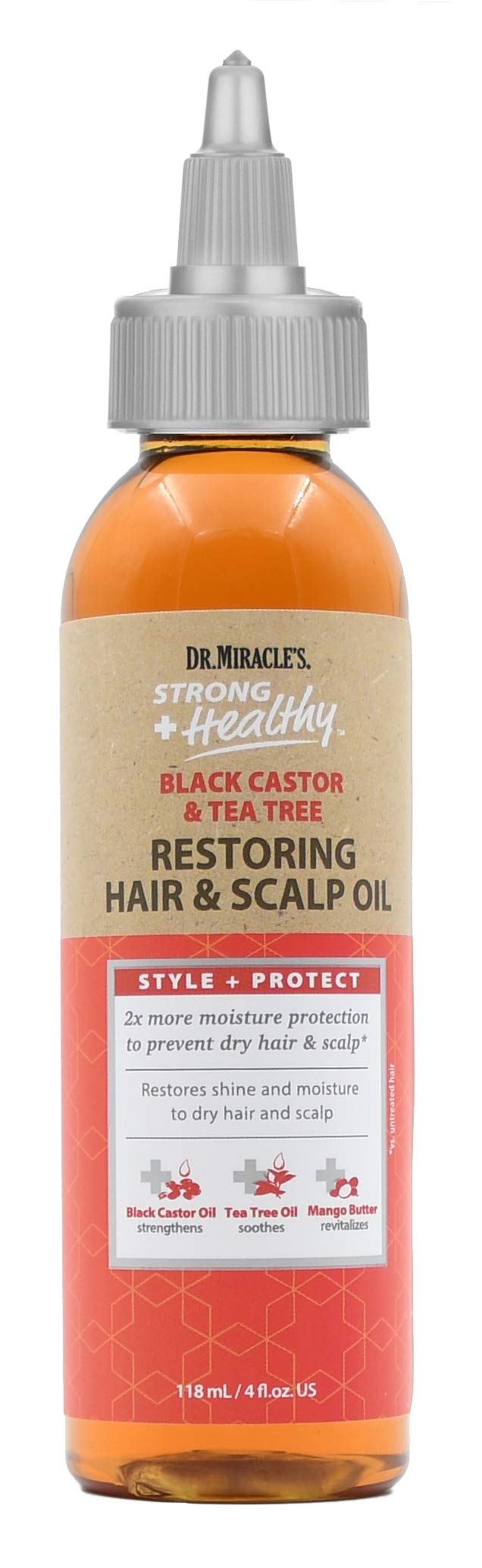 Dr. Miracle's Strong & Healthy Restoring Oil with Black Castor Oil, Tea Tree Oil, and Mango Butter for 2x Moisture - 4oz