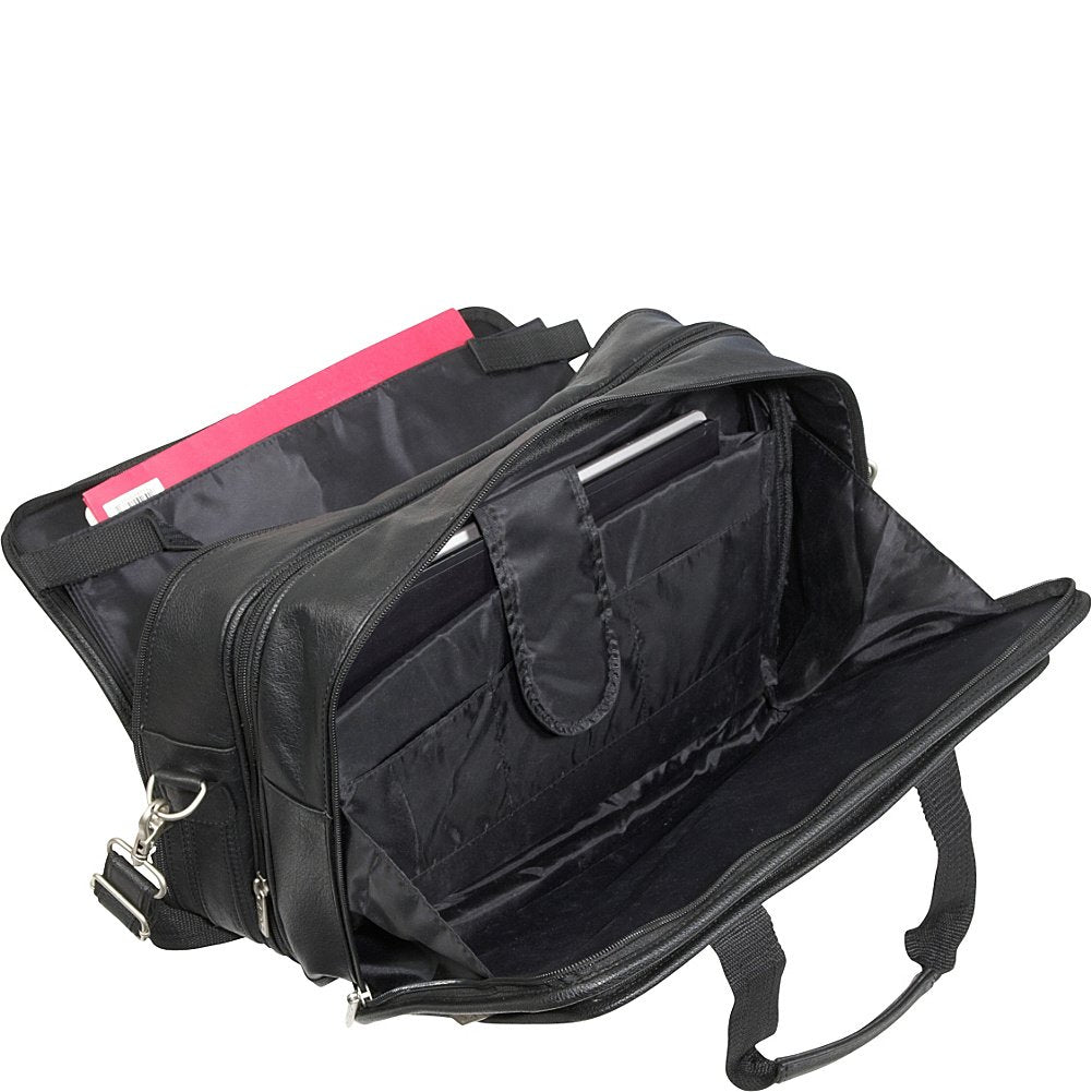 Amerileather Black Leather Practical Expandable Computer Case (#2438-0)
