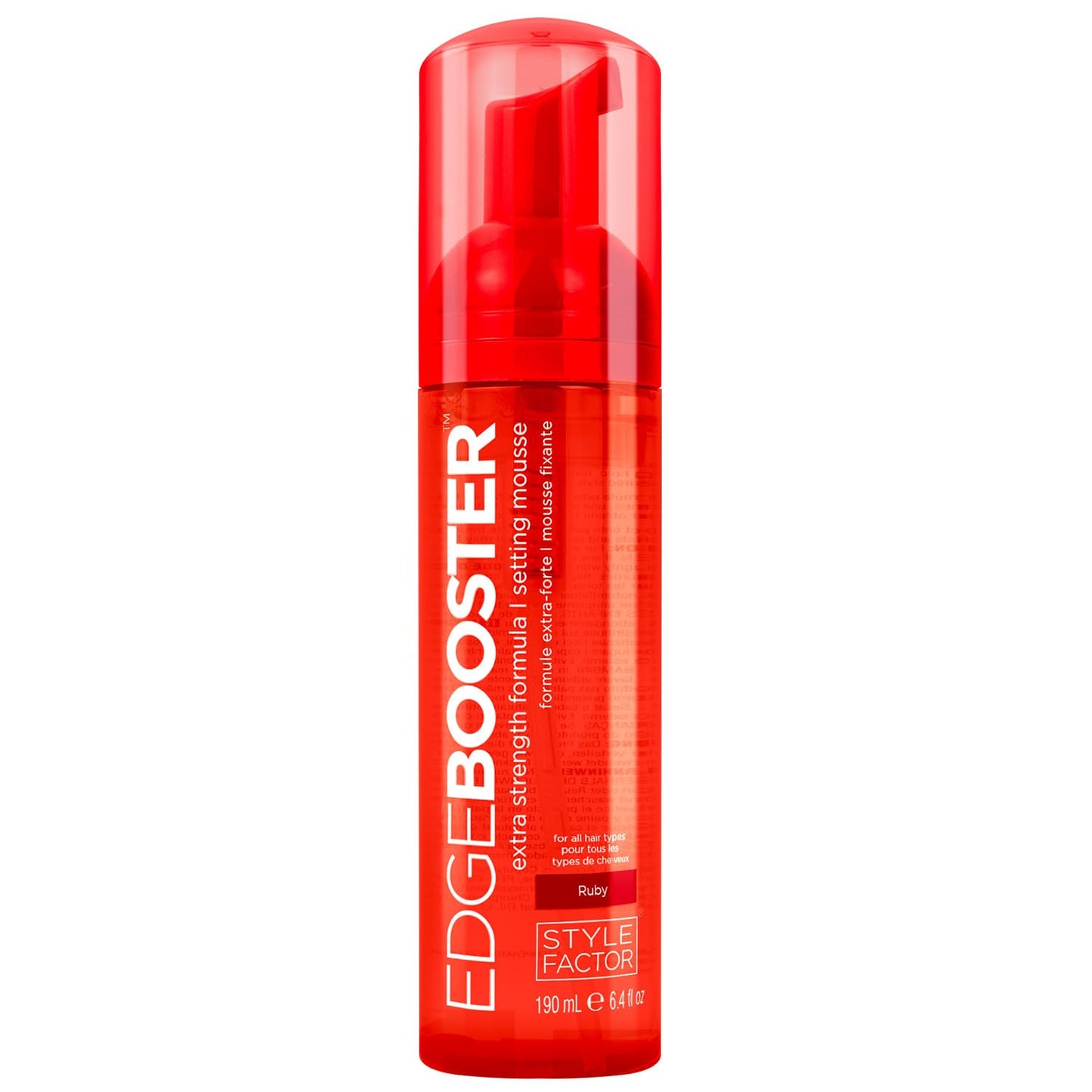 Style Factor EDGE BOOSTER Extra Strength Setting Mousse - Frizz Control, Extra Volume, and Conditioning - 6.4oz Ruby Mousse for Curly Hair