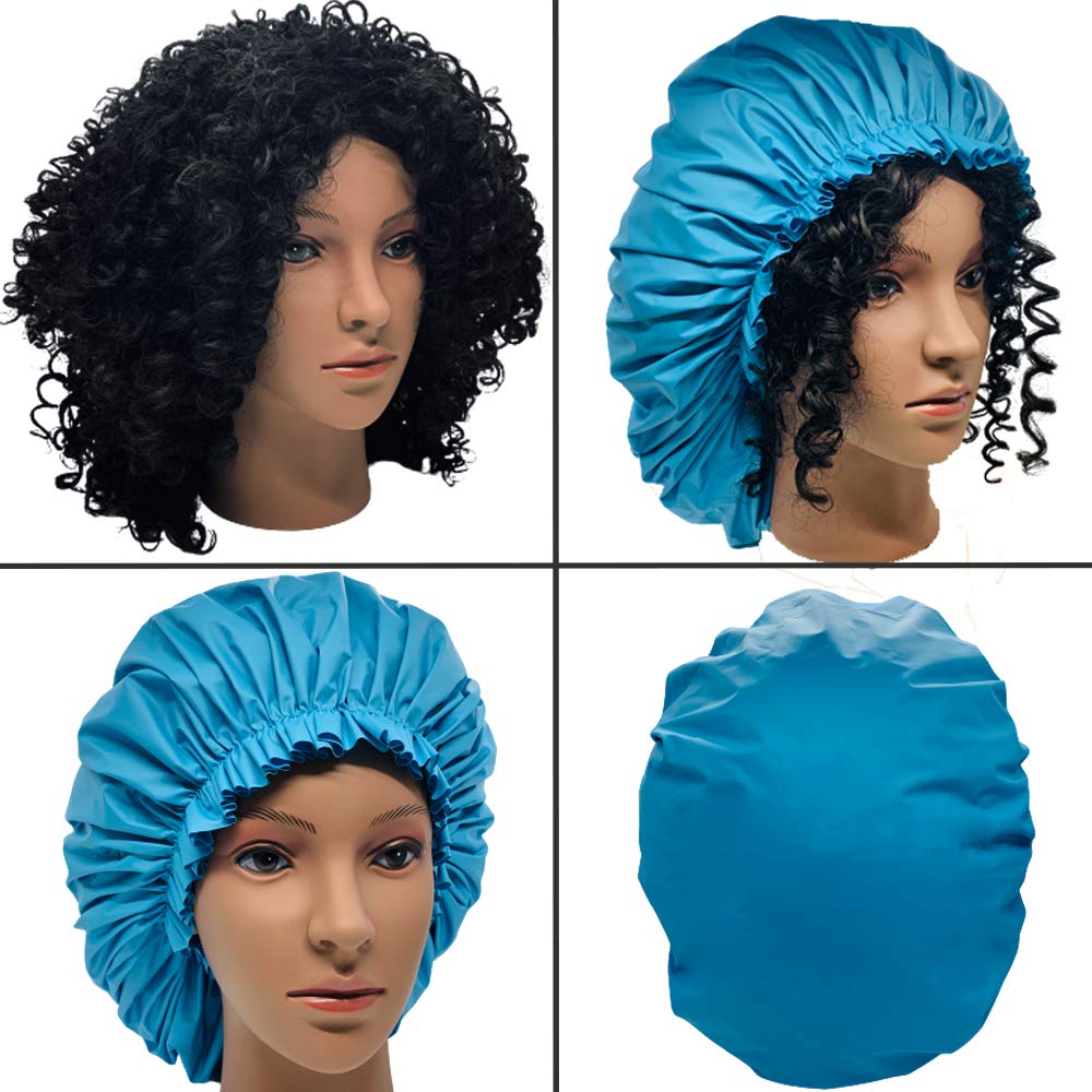 ELEBOX 2 Pack Premium Collection Super Jumbo Shower Cap Extra Large Shower Caps for Braids Shower Bonnets Women Waterproof Hair Caps for Spa Salon