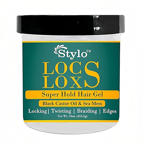 J. AMILA Stylo Locs Gel 16oz - High Hold Braiding & Retwisting Gel for Locs, Dreads & Edges - Infused with Castor Oil & Sea Moss for Strong Hold