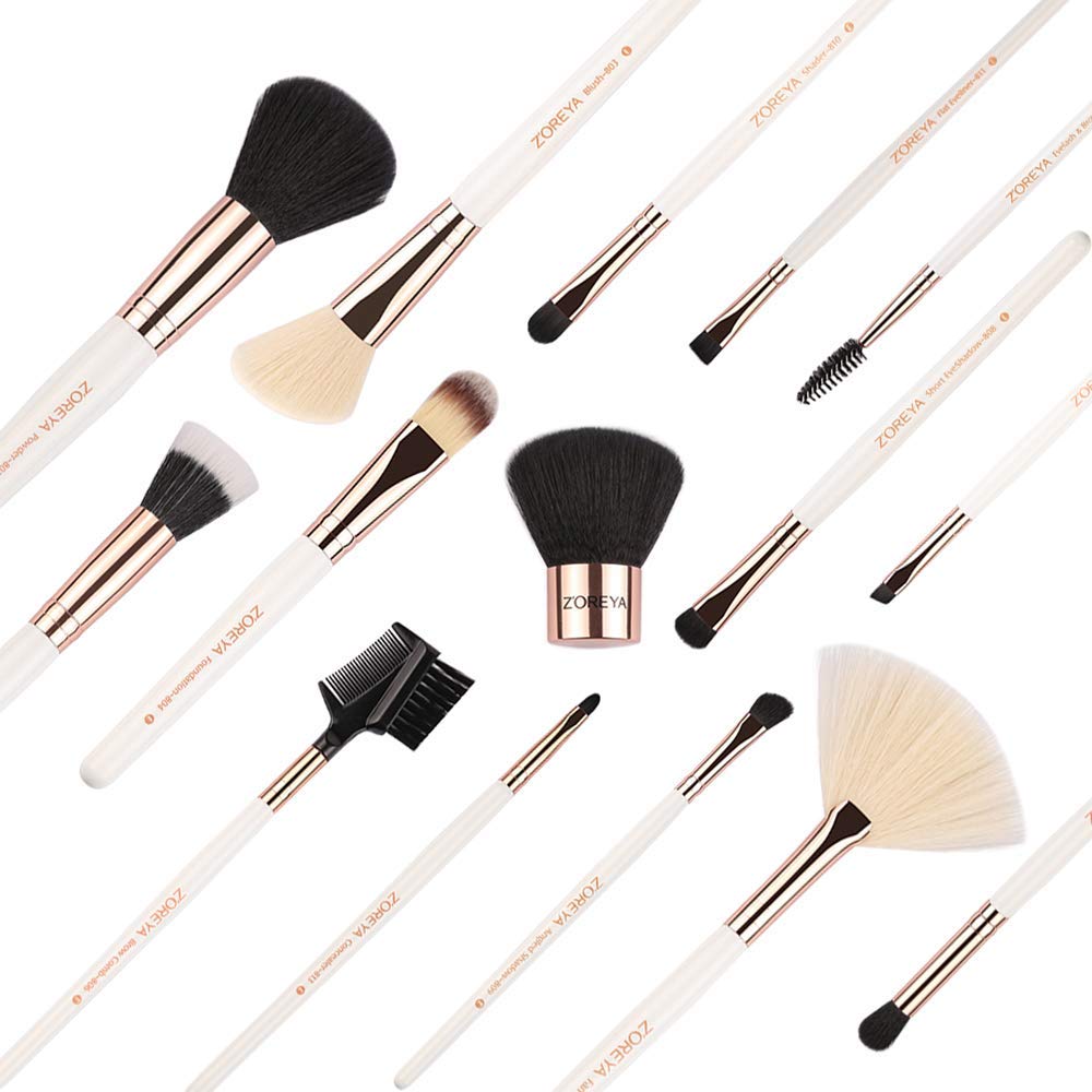 Z'OREYA Makeup Brushes Set,15pcs Rose Gold Luxury and Fashion Makeup Brushes,Professional Premium Synthetic Foundation Powder Concealers Eye Shadows