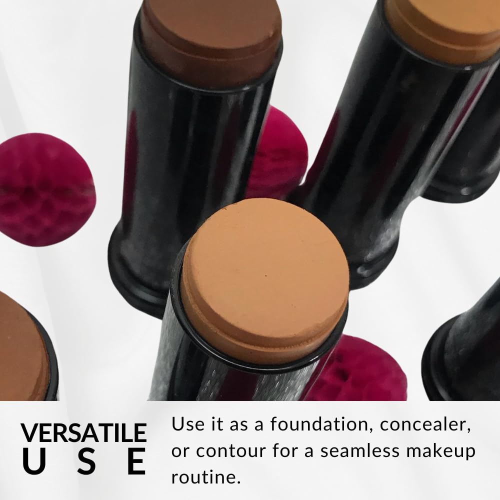 Base Strokes Crème Foundation Stick by Flori Roberts, Full Coverage for Women of Color or Deeper Skin Tones, Long Lasting Makeup, Natural Finish
