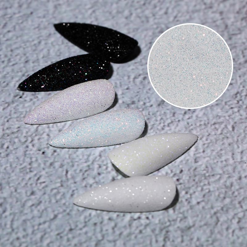 10g 0.2mm Shimmer White Rainbow Nail Glitter Holographic Shining Sugar Nail Glitter Candy Coat Powder Sugar Coating Effect Powder Nail Pigment Powder