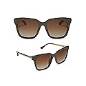 DIFF Bella Designer Oversized Square Sunglasses for Women UV400 Polarized Protection, London Stone + Truffle Gradient